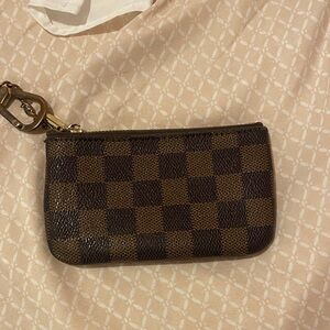 Checkered Brown Key Pouch